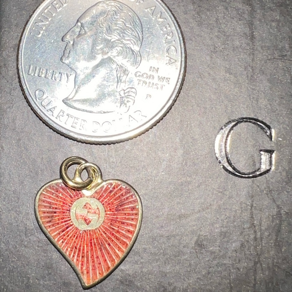 Authentic Small-Medium Gucci Heart Red Enamel Pen… - image 5